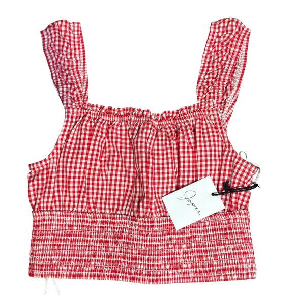Japna Tops - Japna Red & White Gingham Crop Top Size Medium NWT